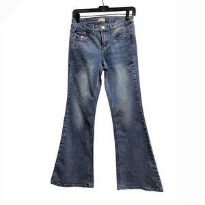 Simple Society Womens Flare Jeans Medium Wash Blue Denim  1/25 FL-22156-M Y2K